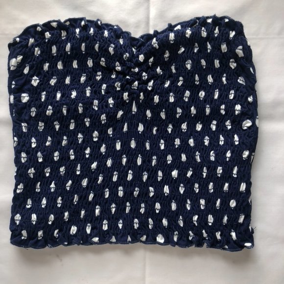 Urban Outfitters Blue and White Cropped Tube Top - Picture 2 of 4